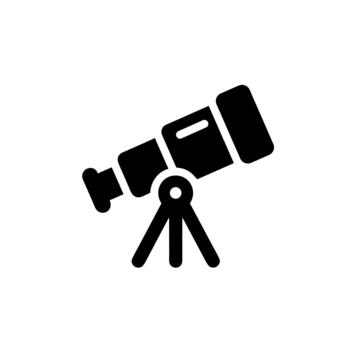Bold Line Simple Telescope Object for Astronomy and Science Icon vector