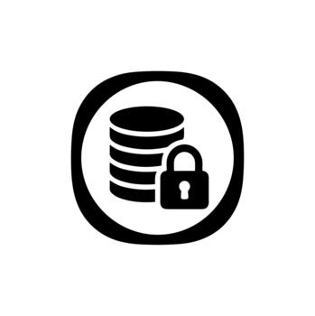 Minimalist Monoline Stacked Coin With Padlock Security Icon Design Element vector