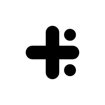 Minimalist Rounded Plus Sign with Dots Symbol Abstract Icon vector
