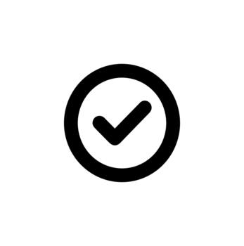 Simple Line Circle Check Mark Inside Symbol Shape Sign Icon vector