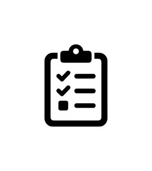 sencillo contorno portapapeles Lista de Verificación con cheque marcas y blanco espacios icono vector