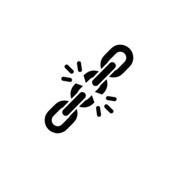 Minimalist Line Drawing Broken Chain Link Connection Safety Security Icon vector