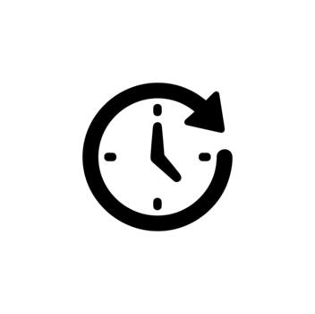 sencillo contorno reloj con flecha icono representa hora administración y productividad vector
