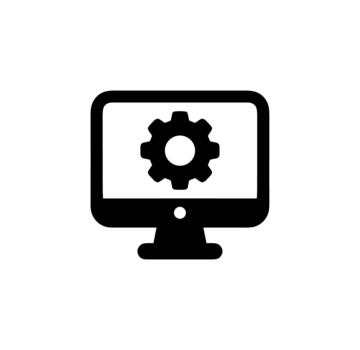 sencillo plano diseño computadora con engranaje rueda configuración ajuste icono vector