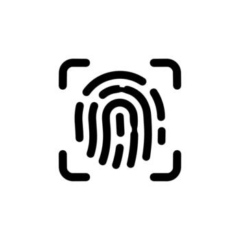 Minimalist Line Style Fingerprint Scan Identity Access Security Outline Icon vector