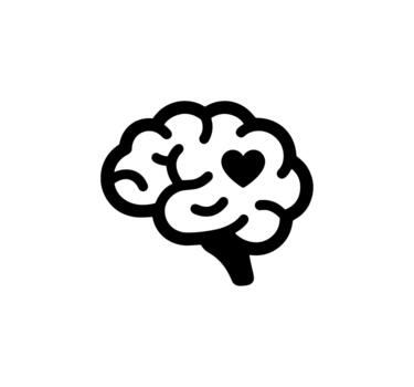 Simple Line Brain with Heart Shape Symbol Representing Emotional Intelligence Icon vector