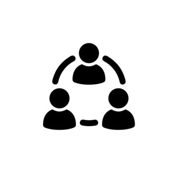 Simple Flat Design Teamwork and Collaboration Outline Icon for Social Network vector