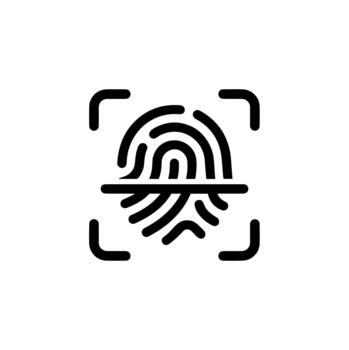 Simple Line Style Fingerprint Scan Authentication Security System Icon vector