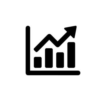 Simple Line Chart Graph with Arrow Showing Growth and Increase Statistics Icon vector