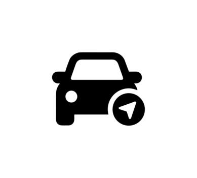 glifo estilo coche navegación sistema icono con Brújula señalando ubicación vector