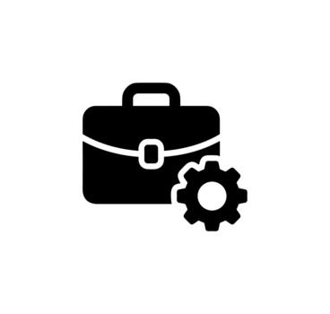 Glyph Simple Briefcase with Gear Management Configuration Icon Symbol vector