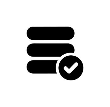 plano sencillo base de datos marca de verificación datos servidor nube icono símbolo vector