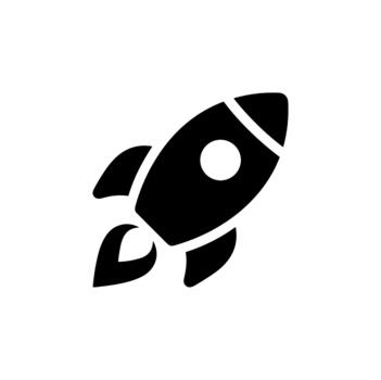 Minimalist Solid Rocket Launch Graphic Element Simple Isolated Icon vector