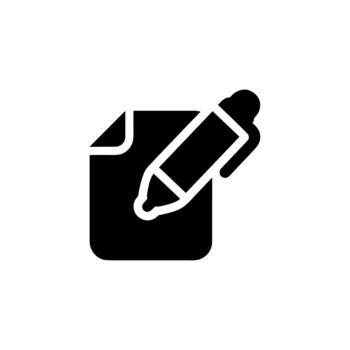 Simple Solid File Writing With Pen Document Icon Design Element vector