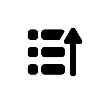 minimalista sencillo lista ordenar ascendente negro y blanco glifo icono vector