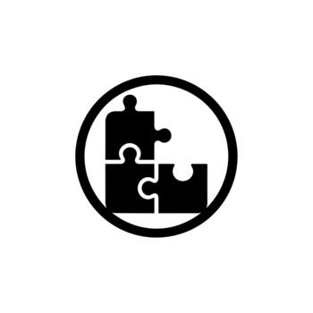 Minimalist Simple Circle Puzzle Connection Icon Design Solution Concept vector