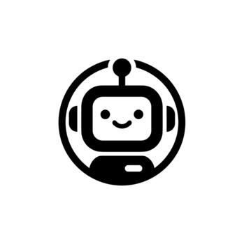 Minimalist Solid Robot Head Rounded Shape with Antenna Icon vector