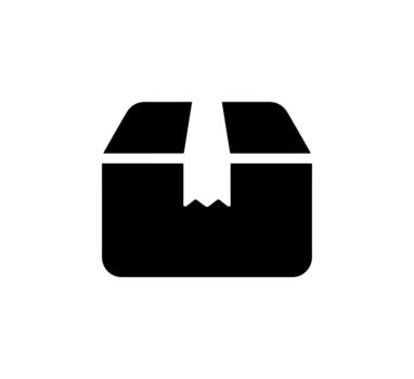 Simple Solid Open Cardboard Box with Tape Icon Design vector