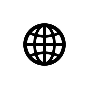 Simple Flat World Globe Grid Outline Shape Icon on White Background vector