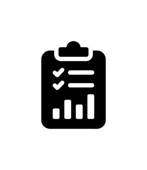 sólido plano diseño portapapeles con Lista de Verificación y grafico icono símbolo vector