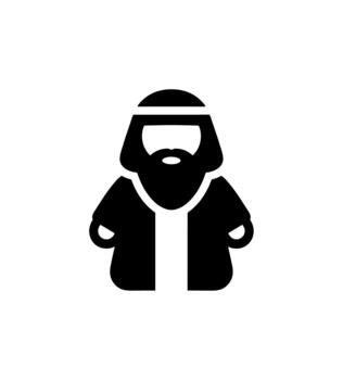 Simple Silhouette Prophet Religious Character Avatar with Beard Icon Design vector