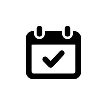 Minimalist Line Calendar with Checkmark for Event Scheduled Date Icon vector