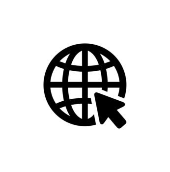 Simple Flat Globe with Arrow Cursor Symbol for Global Connection Concept Icon vector