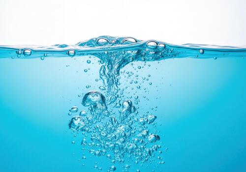 Dynamic Blue Water Background with Rising Air Bubbles and Abstract Liquid Movement photo