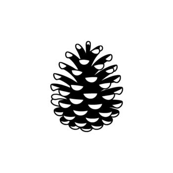 A simple silhouette illustration of a pinecone with clearly defined scales and tips vector