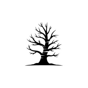 A stylized illustration of a bare deciduous tree with dark grey and branches and trunk vector