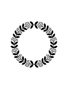 un minimalista ilustración de un simétrico circular guirnalda compuesto de estilizado ramas con alterno hojas y pequeño baya racimos vector