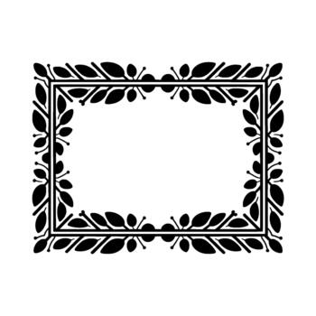 A decorative botanical border with elegant leaves and small circular elements framing a blank rectangular space vector