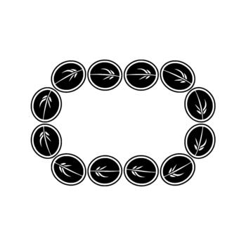 un estilizado oval marco o frontera compuesto de circular elementos cada conteniendo un sencillo estilizado bambú hoja motivo vector