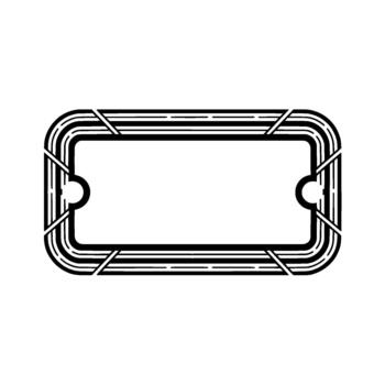 A minimalist abstract featuring a sleek rounded rectangular frame with layered parallel lines and subtle diagonal accents vector