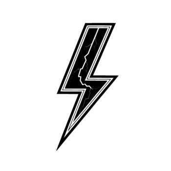 Stark lightning bolt symbol with jagged crack texture and crisp outline vector