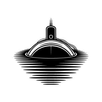 Stylized of a Submarine Navigating Calm Water with Rippling Reflections and Minimalist Elements vector