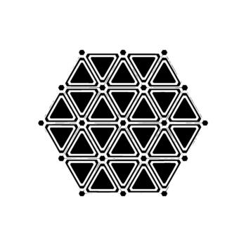 un preciso geométrico resumen modelo formado por enclavamiento triangulos dentro un mas grande hexagonal contorno vector