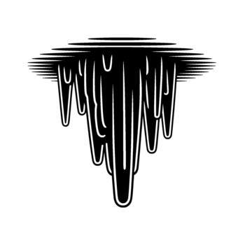 resumen tinta gotea y rayas fluido hacia abajo con estilizado concéntrico líneas a el parte superior vector