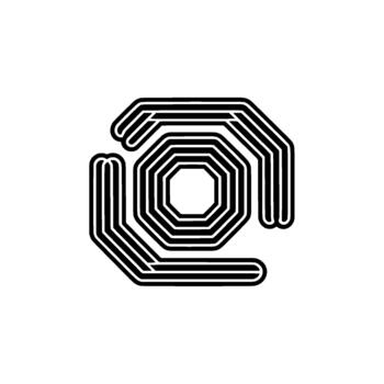 Abstract geometric optical illusion featuring concentric octagons surrounded by layered curved lines creating a mesmerizing visual effect vector