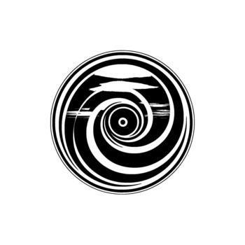 Abstract optical illusion spiral revealing a moody blurred horizon with faint clouds and horizontal lines vector