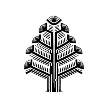 A stylized abstract geometric tree silhouette with intricate line art patterns and fan shaped foliage vector