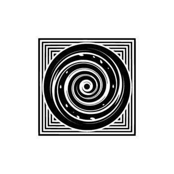 A minimalist featuring a vortex swirl pattern within concentric squares creating a hypnotic optical illusion effect vector