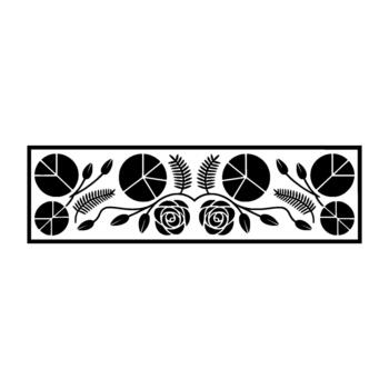 un geométrico floral frontera presentando estilizado rosas helechos y circular elementos con segmentario tarta gráfico me gusta gráficos aislado vector