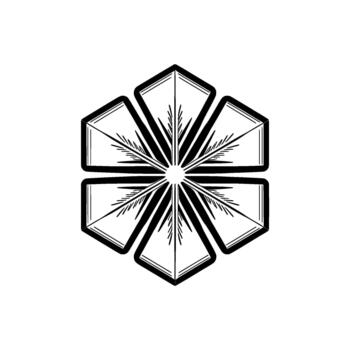 An abstract geometric symmetrical radial pattern resembling a stylized starburst or snowflake with sharp angular elements vector