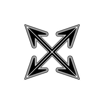 A representing the concept of expansion and direction with four opposing arrows forming a symmetrical cross shape vector