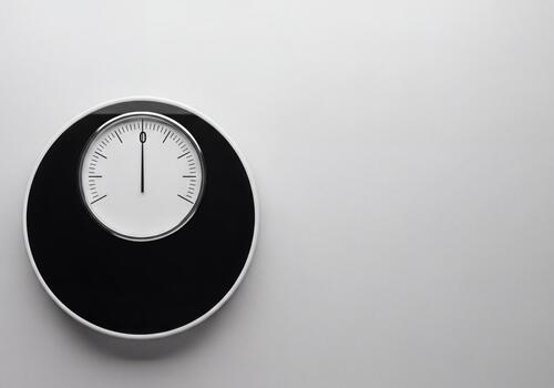 Modern Black and White Weight Scale Indicating Zero Perfect for Health and Diet Concepts photo