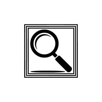 un minimalista ilustración de un aumentador vaso dentro un cuadrado marco con sutil sombra efecto vector