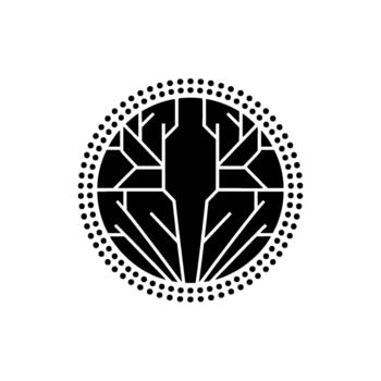 A minimalist geometric circular resembling a stylized tree or branching structure vector