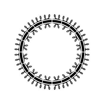 A meticulously designed circular geometric ornamental border with repeating scroll and leaf motifs isolated vector