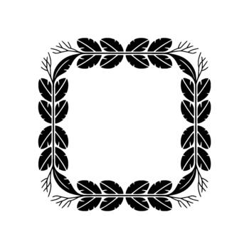 Elegant decorative square frame composed of stylized leaves and branching stems creating a botanical motif vector